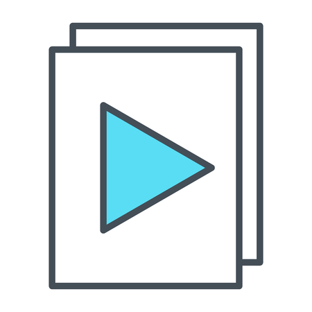 Audio or video files with plat button thin line icon. 96x96 for Web Graphics and Apps.  Simple Minimal Pictogram. Vectorのイラスト素材