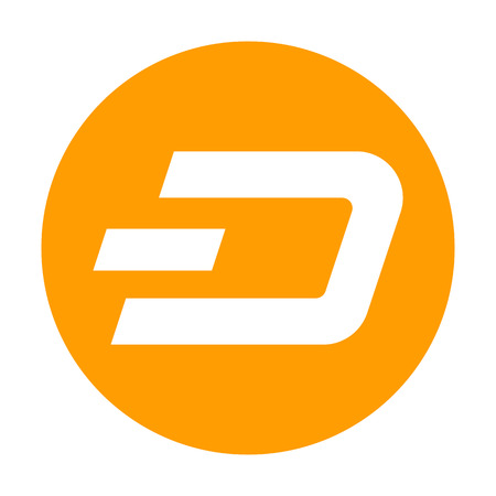 Dash icon for internet money. Crypto currency symbol for using in web projects or mobile applications. Blockchain based secure cryptocurrency. Isolated vector sign.のイラスト素材