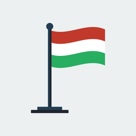 Flag of Hungary. Flag stand. Europe icon. Vector designのイラスト素材