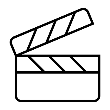 Movie clapper board line icon. Film production pictogram. Minimalistic vector illustration isolated on white backgroundのイラスト素材