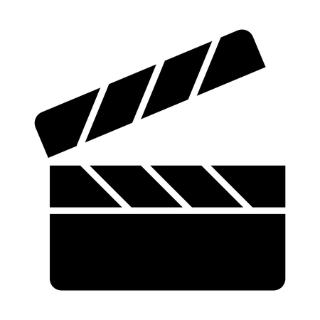 Movie clapper board silhouette icon. Film production pictogram. Minimalistic vector illustration isolated on white backgroundのイラスト素材