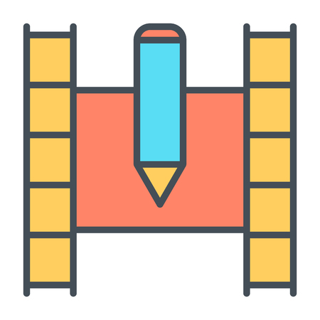 Film strip line icon. 96x96 for Web Graphics and Apps.  Simple Minimal Video Pictogram. Vectorのイラスト素材