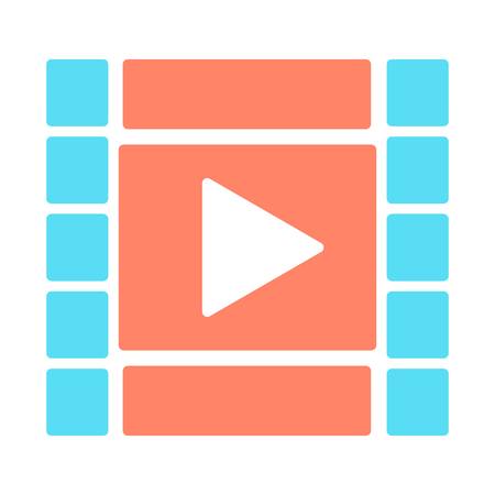Film strip with play button silhouette icon. 96x96 for Web Graphics and Apps.  Simple Minimal Video Pictogram. Vectorのイラスト素材