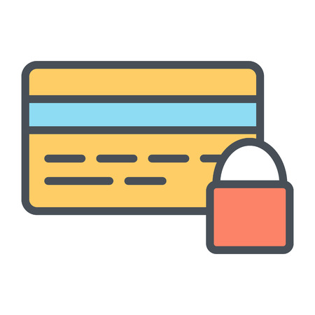 Credit Card Security with Lock Pixel Perfect Vector Thin Line Icon. Simple Minimal Pictogramのイラスト素材