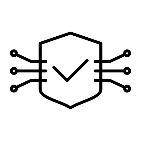 Tech Circuit Shield Line Icon.  96x96 for Web Graphics and Apps.  Simple Minimal Pictogram. Vectorのイラスト素材