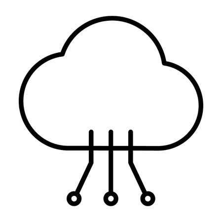 Cloud Line Icon with Circuit Pattern.  96x96 for Web Graphics and Apps.  Simple Minimal Pictogram. Vectorのイラスト素材