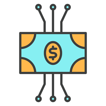 Cryptocurrency Banknote Line Icon for Web Graphics and Application, Simple Minimal Pictogram.のイラスト素材