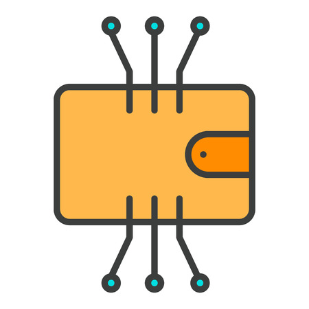 Cryptocurrency Wallet Line Icon.  96x96 for Web Graphics and Apps.  Simple Minimal Pictogram. Vectorのイラスト素材