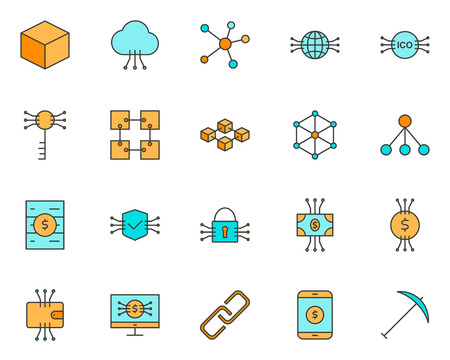 Blockchain, Cryptocurrency Line Icon. 96x96 for Web Graphics and Apps. Simple Minimal Pictogram. Vectorのイラスト素材