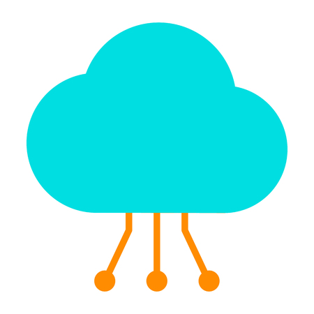 Cloud Icon with Circuit Pattern for Graphics and Apps on Simple Minimal Pictograph.のイラスト素材