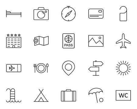 Travel Line Icons Set.  Vector illustrationのイラスト素材
