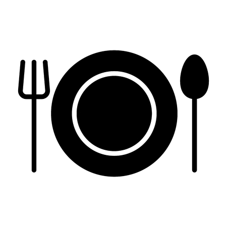 Plate, Fork and Spoon Icon.  96x96 for Web Graphics and Apps.  Restaurant Simple Minimal Pictogram. Cutlery  Vector Signのイラスト素材