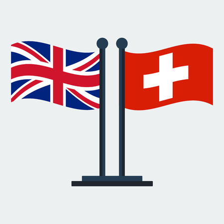 Flag Of United Kingdom and Switzerland.Flag Stand On White Background. Vector Designのイラスト素材