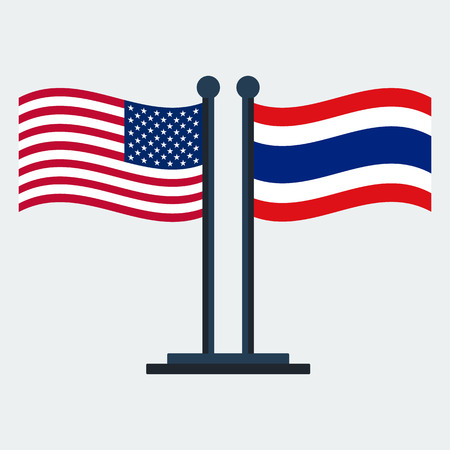 Flag Of United States And Thailand.Flag Stand On White Background.のイラスト素材