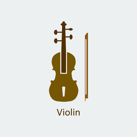 Colored Violin icon. Musical symbol. Silhouette vector iconのイラスト素材