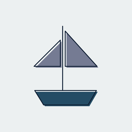 Ship Line Flat Icon.Graphic Design.Isolated On White Background.Vectorのイラスト素材