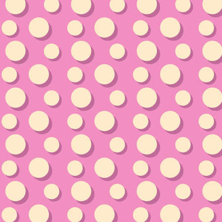 Pink big dots wallpaper. Circles image. Polka dot motif. Vector ornament. Circular figures backdrop. Rounds backgroundのイラスト素材
