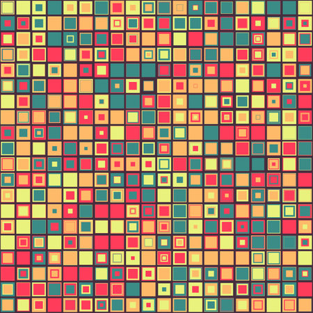Bright colored seamless square pattern with simple shapes. Vector illustrationのイラスト素材