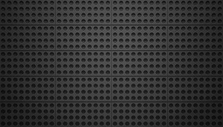 Abstract background of black perforated metal with holes. Dark gray background texture. metal texture. 3d rendering. 3d Illustrationの写真素材