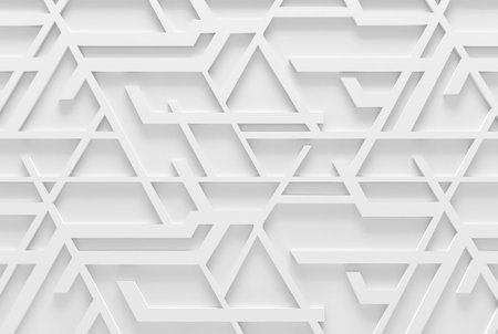 3D illustration. Abstract white geometric background. 3D interior wall panel pattern.の写真素材