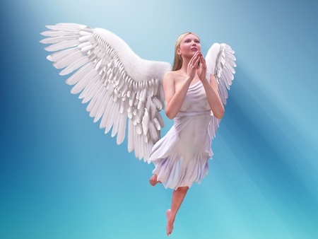 praying white angel の写真素材