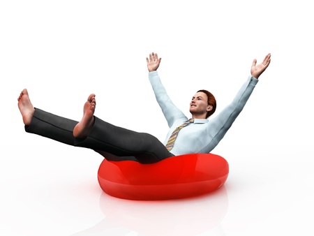 businessman on lifebuoy の写真素材