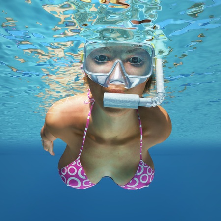 underwater womanの写真素材