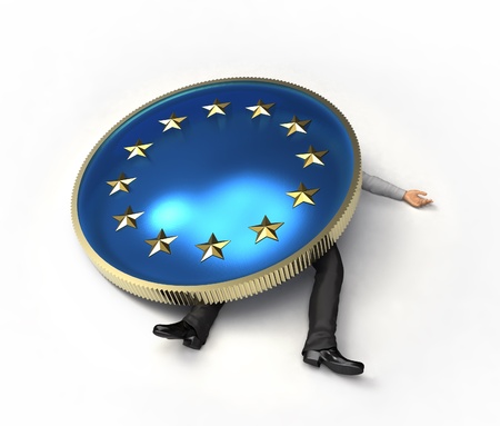 man crushed by a European Unionの写真素材