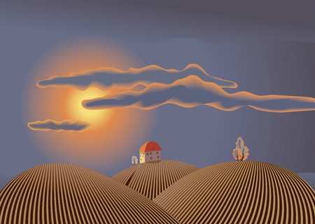 autumn countryside view のイラスト素材