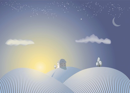winter countryside view のイラスト素材