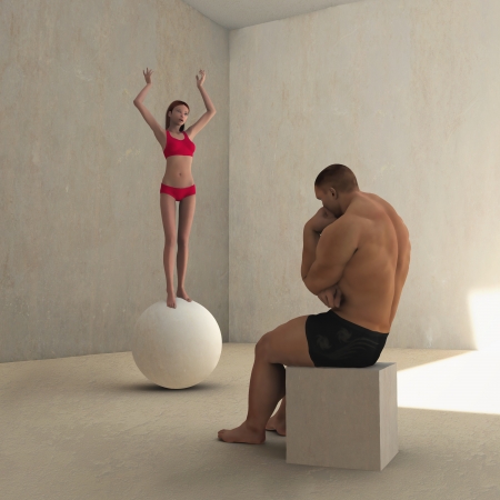 Girl on a ballの写真素材