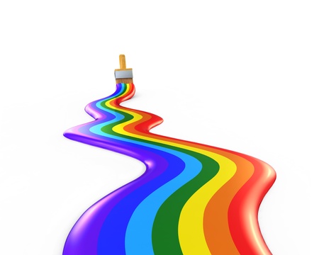 rainbow trail of paintsの写真素材