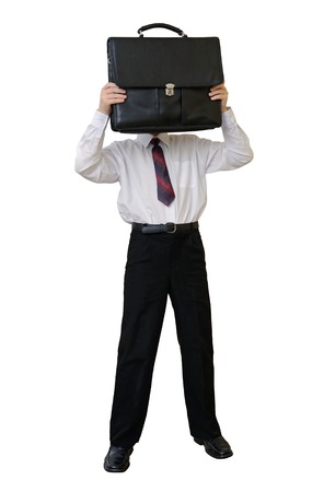 Businessman with a briefcase instead of a head  の写真素材
