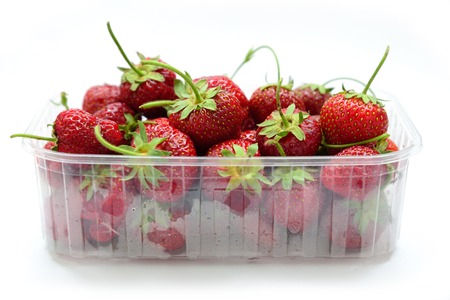 container with strawberriesの写真素材