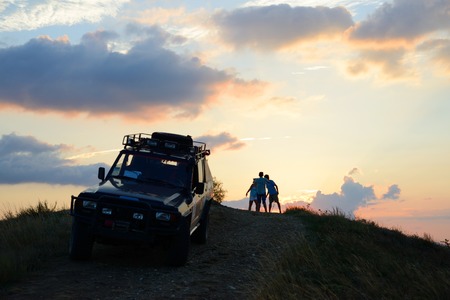 journey into the mountains by carの写真素材
