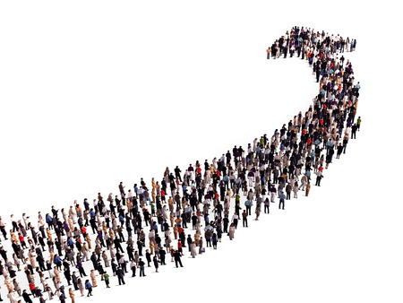 crowd in the shape of an arrow crowd in the shape of an arrow
