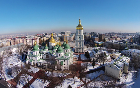 aerial view of Saint Sophia Cathedral in Kiev, Ukraineの写真素材