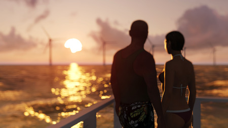 romantic couple on the beachの写真素材