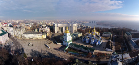 St. Michael Cathedral in Kiev, Ukraine, aerial viewの写真素材