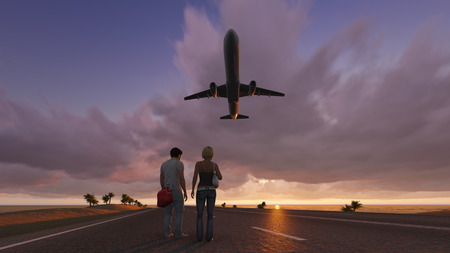travelers on the roadの写真素材