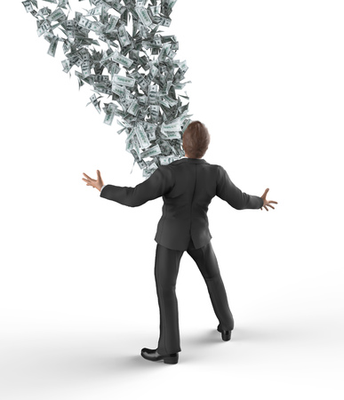 businessman making moneyの写真素材