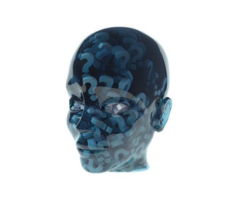 man with questions in headの写真素材
