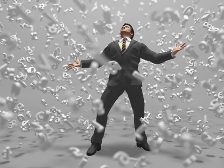 businessman in a data stormの写真素材