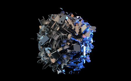 metal trash is collected in a ballの写真素材