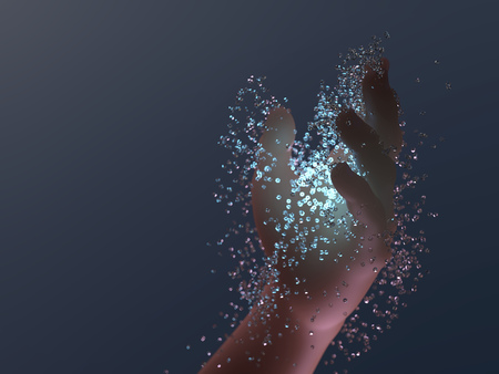 magic crystals in human handsの写真素材