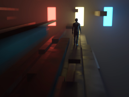 man going to the lightの写真素材