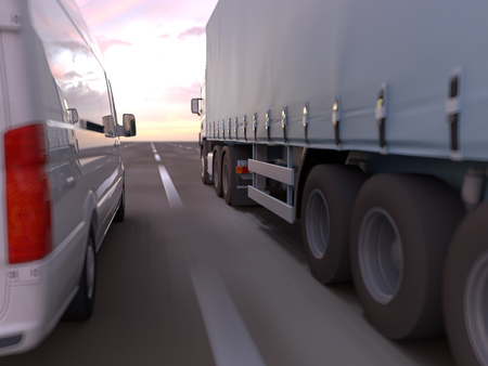 truck on a roadの写真素材