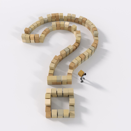 man builds or parses question mark in search of truthの写真素材