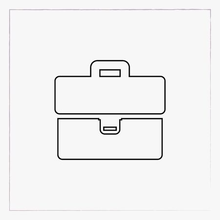 brief case linear icon, outline black symbolのイラスト素材