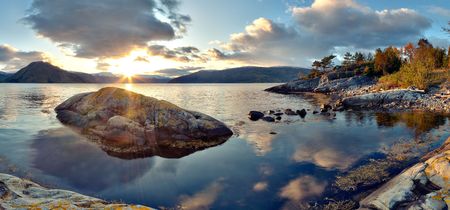 Panoramic view of norwegian fjord.の写真素材